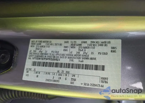 2023 Ford F150 Supercrew из США, поврежденный, VIN 1FTEW1EP9PFD20523